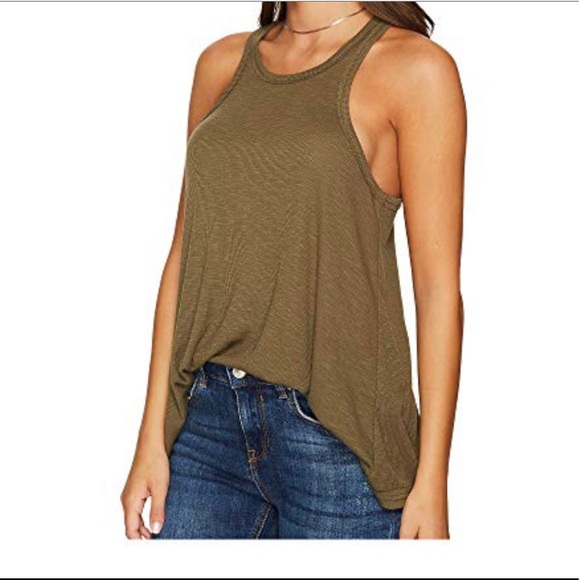 Free People Tops Long Beach Tank Army Green Color Poshmark